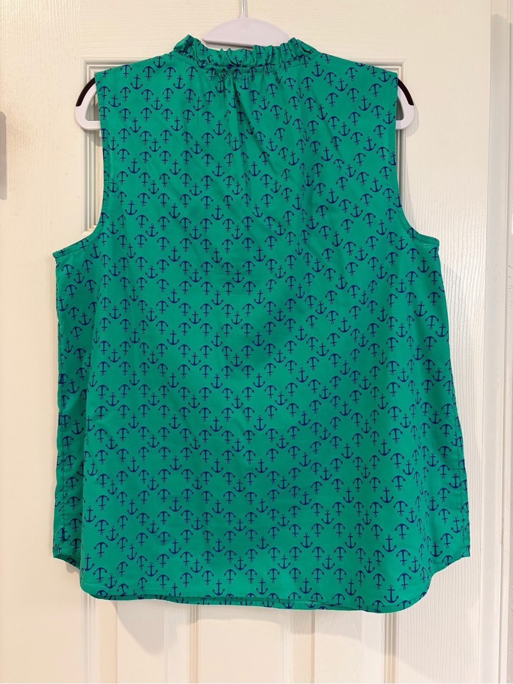 Talbots Green Sleeveless Anchor-Print Shell Top - Picture 2 of 5